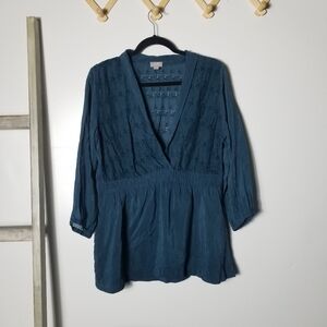 J. JILL WOMEN'S TEAL BLUE BLOUSE SIZE MEDIUM